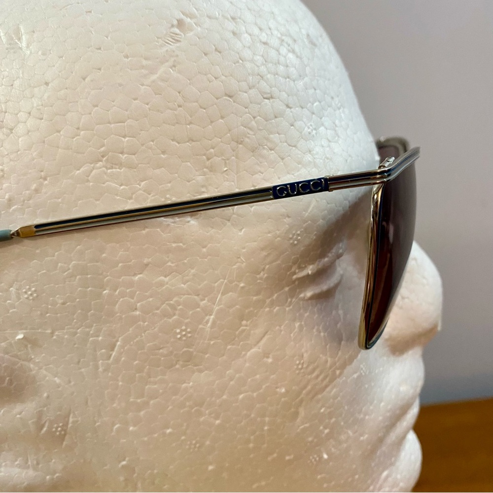 Gucci Vintage 70s Sunglasses Silver Plated Blue Authentic Sz 58-11-135 2204 Y2K - Picture 8 of 16